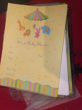 10Baby Shower Invitations - Pastel Yellow Animal Carousel Design papyrus